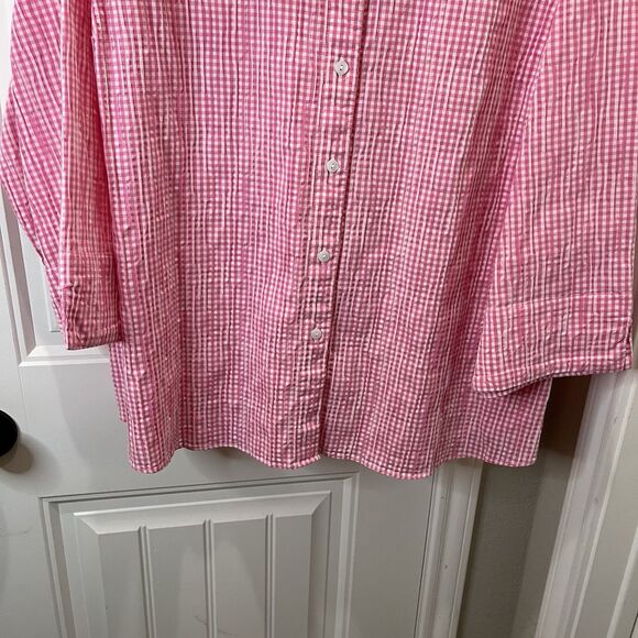 Westbound Woman Pink Checkered Plaid Button Up Long Sleeve Top Size 3X - Picture 3 of 9